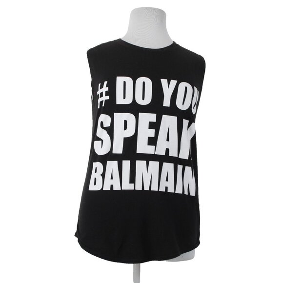 Balmain Tops - Balmain Paris Sz 38 Black White '#Do You Speak Balmain' Cotton Oversize T Shirt